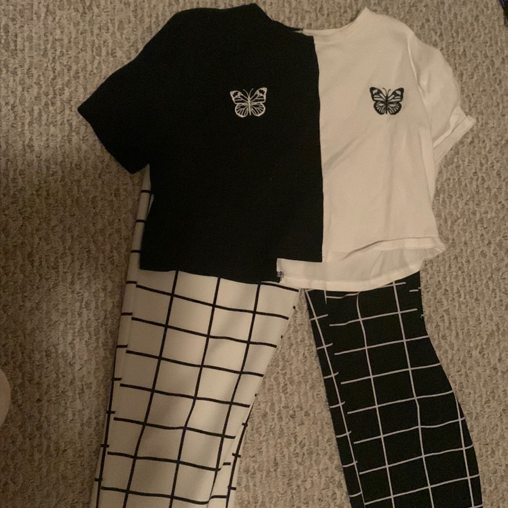 SHEIN Black and white butterfly outfit
